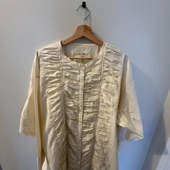 Black Crane NWT Women's Cotton Ruffled Dress in Ivory Sz L - Picture 5 of 11